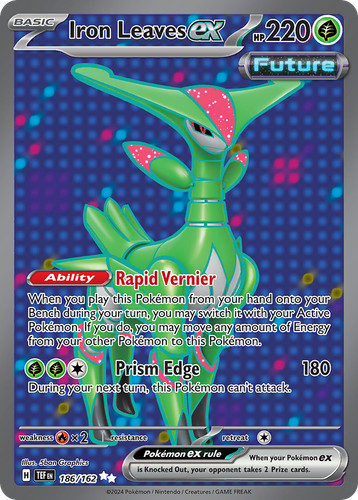 Iron Leaves ex 186/162 Ultra Rare Temporal Forces Pokemon Holo Near Mint
