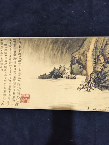 97 Zoll chinesisches altes langes Gemälde Seidenrollen Landschaft 湖山秋景von Zhang Daqian 张大千 - Bild 7 von 8