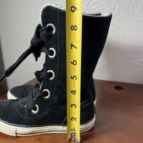 CONVERSE Chuck Taylor All Star Junior Black Suede Fleece Mid Calf High Top Sz 1 - Picture 16 of 16