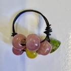 Handmade Beaded Flower Ring Pink Glass Beads Adjustable Wire Wrap Artisan — photo 4