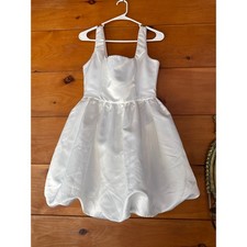 Lulus Regal Cutie White Satin Square Neck Bubble-Hem Mini Dress Party Medium