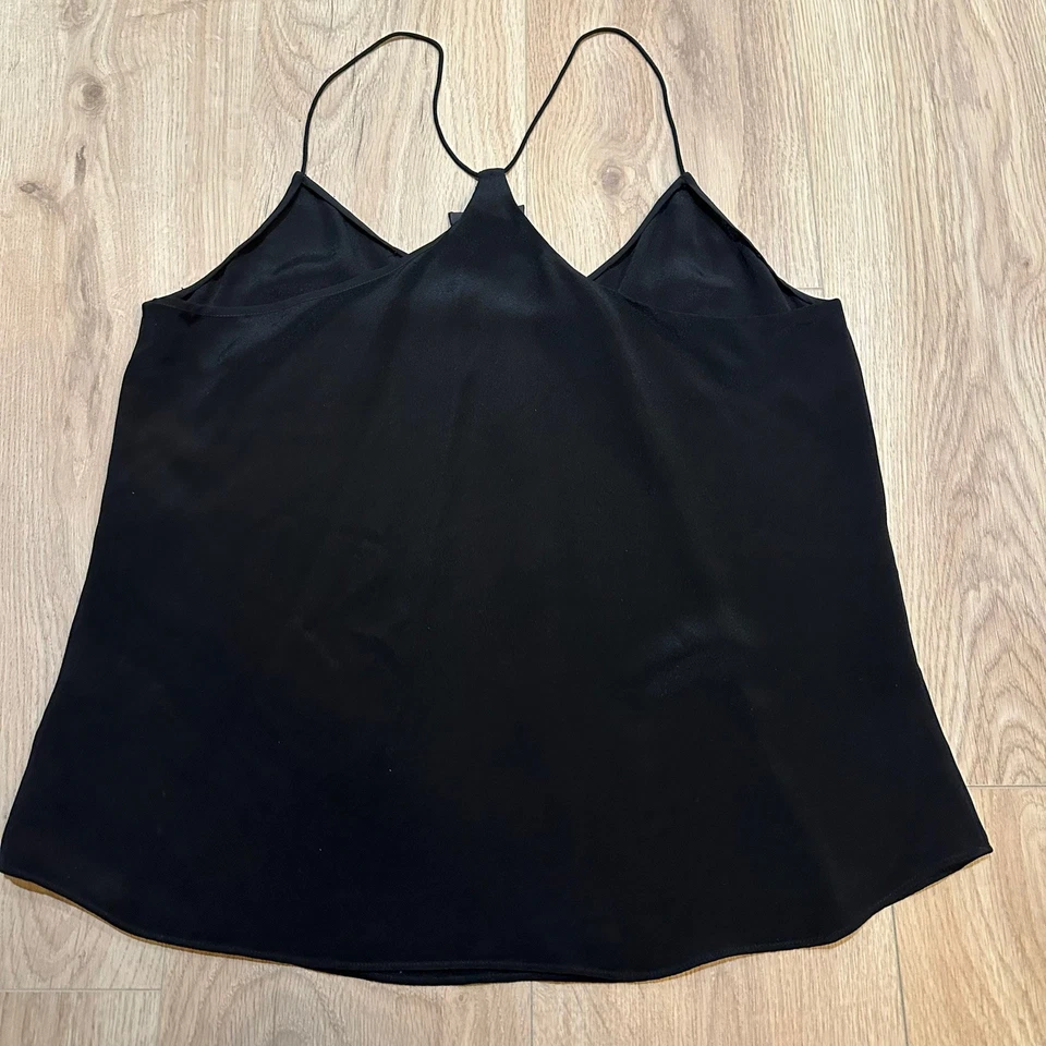 J.Crew 100% Silk Cami Tank Top Womens Size 14 Black V Neck Flowy Closet Staple - Image 4 of 4