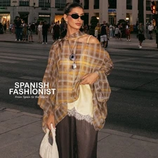 ZARA WOMAN NWT FW25 KHAKI PLAID SCARF CAPE ALL SIZES 2010/819/121