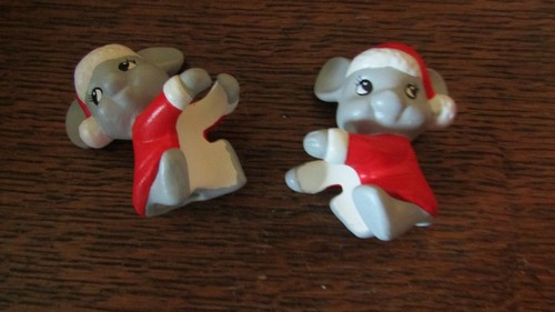 NATALE Vintage BABBO NATALE TOPOLINO/TOPO Porcellana CANDELA ARRAMPICATORI/ABBRACCIATORI - anni '70 - Foto 2 di 4