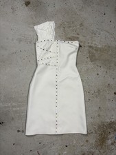 SS 2012 Versace Cream/White Studded One Shoulder Dress IT 38