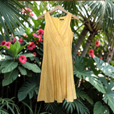 Tommy Hilfiger Plaid Dress Womens 8 Yellow Sleeveless V Neck GUC