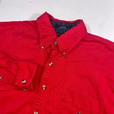 Ivy Crew Red Button Down Shirt Long Sleeve Jeans Wear Embroidered Logo Mens L