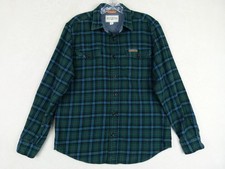 Field Stream Men's Medium Green Plaid Cotton Flannel Button-Up Shirt