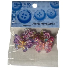 Dress It Up Floral Revolution Buttons - Super Cute Glittery Flower Butterfly 028