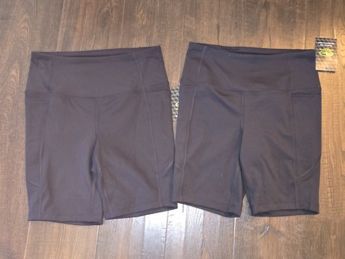 2 NEW Pairs Women's  Black 7" inseam Bike Pullon Shorts Athletic Works NWT