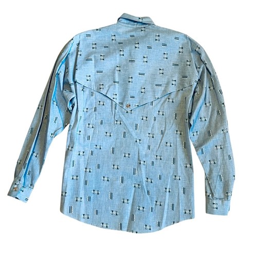 Rocky Mountain Vintage Women’s XS Blue Aztec Cutout Western Shirt Button Front - Picture 6 of 12