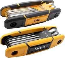 MULWARK 17pcs Folding Allen Wrench Set | Metric & pack of 2, Multicolor 