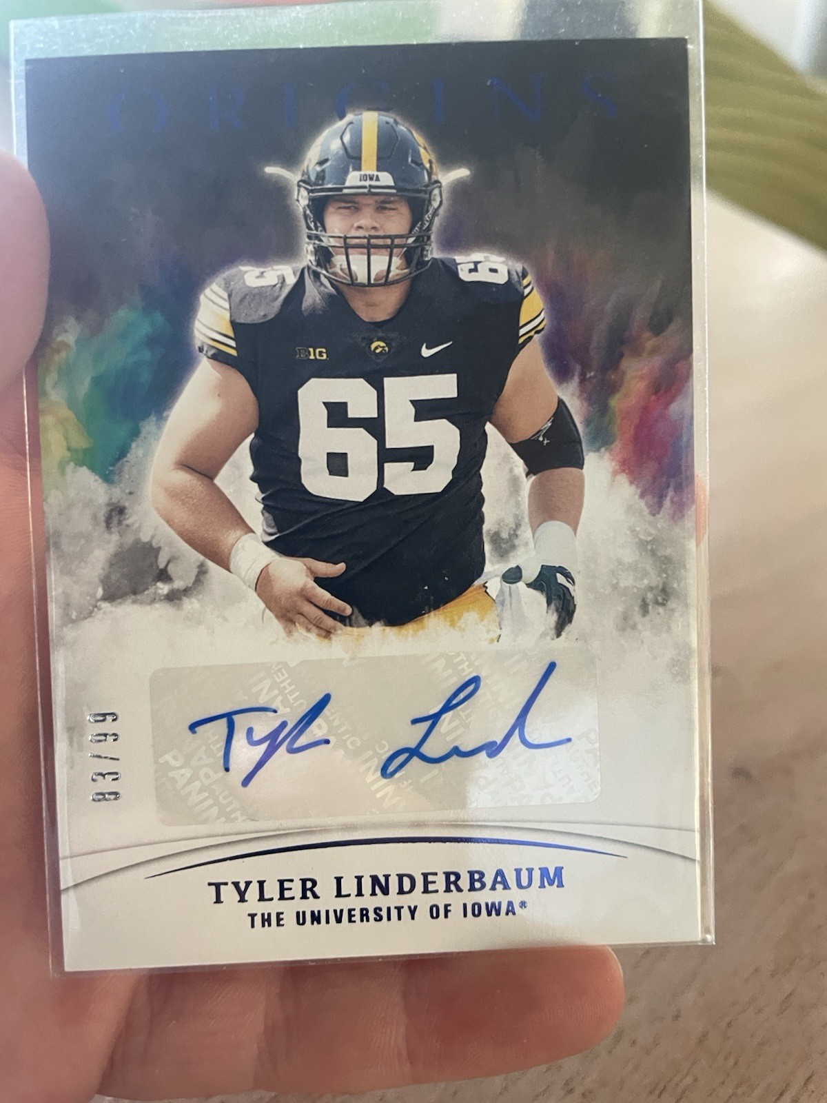 Tyler Linderbaum Panini Chronicles Draft Picks Origins Rookie Autographs #OATLI Blue
