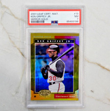 Ken Griffey Jr 2001 Leaf Certified MATERIALS #17 MIRROR GOLD SSP!   /25  ⭐ PSA 7