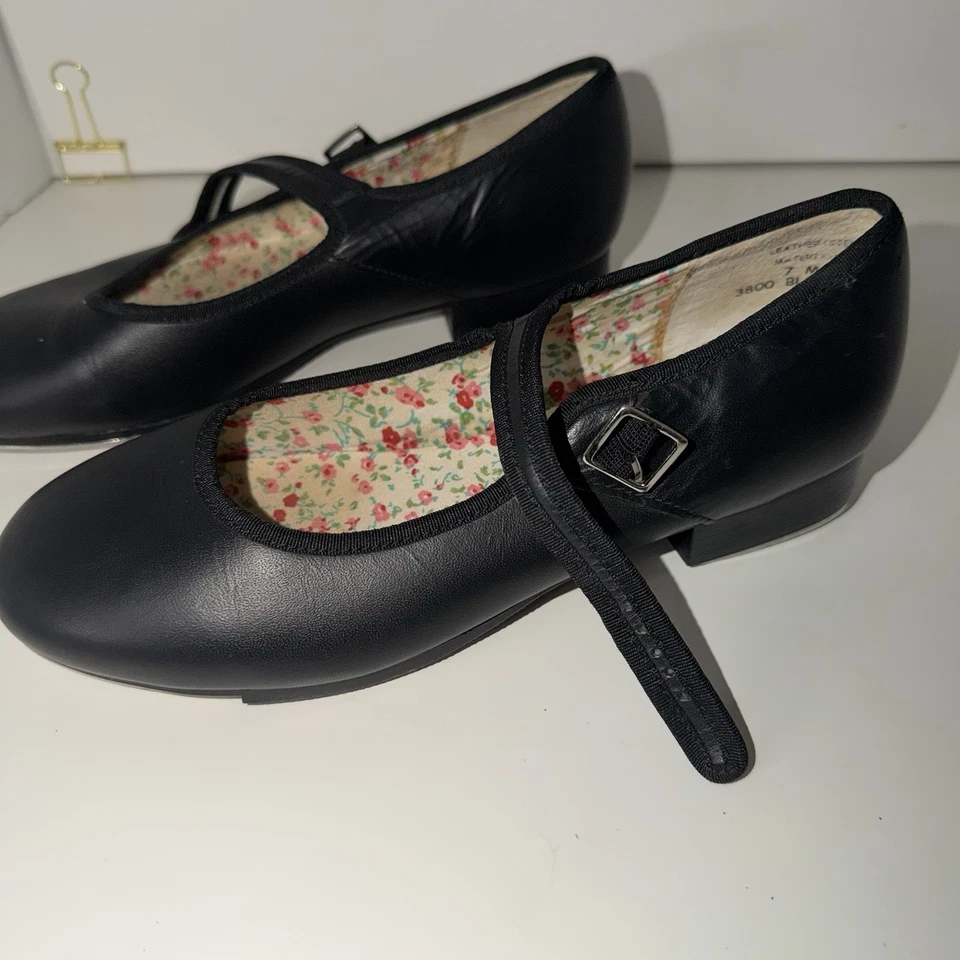 Zapatos Capezio Mary Jane Tap 3800 Cuero Negro Talla 7 M Hebilla Ajustable Foto 2 de 4