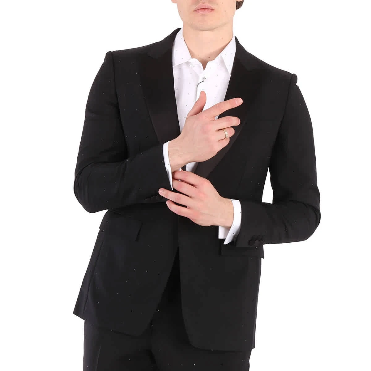 Giacca sartoriale Burberry uomo nera vestibilità inglese strass mohair e lana 