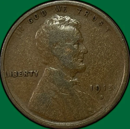 1915-S Lincoln Wheat Cent Fine F Coin #36949
