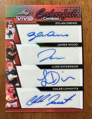 2024 Leaf Vivid Colorful Combos Quad AUTO Crews, Wood, Lomavita, Dickerson 5/8