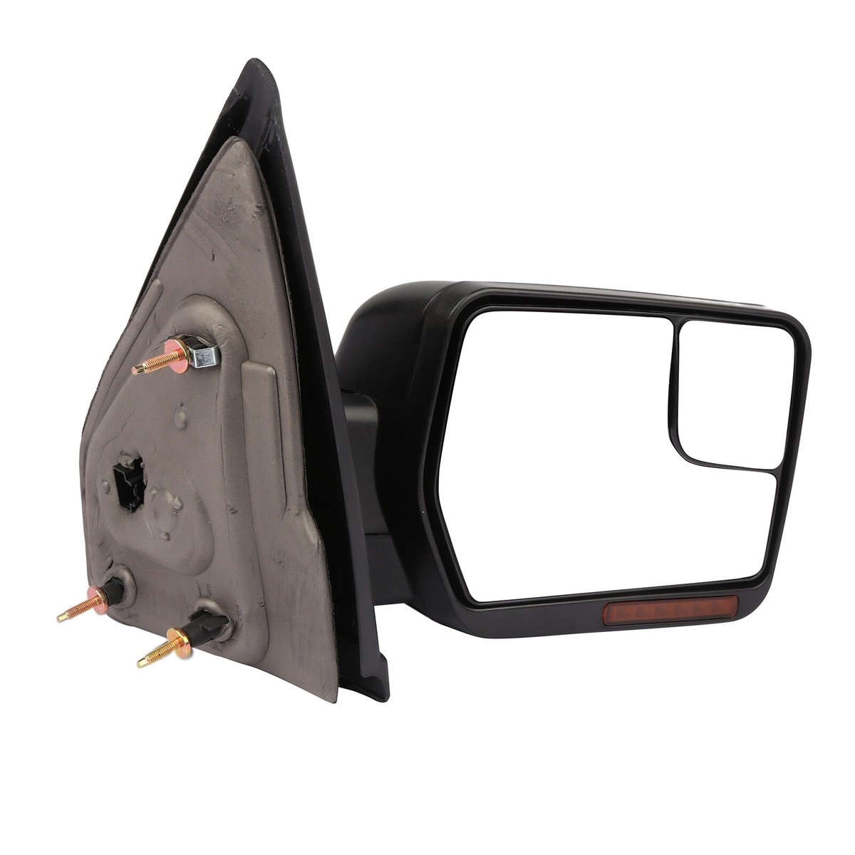 Power Heated Puddle Lamp Tow Mirrors With Turn Signal - Pair For 2004-2014 Ford F-150 (Black, Power-Folding)