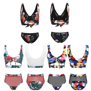 white floral print push up swimsuit