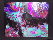 Abstract original one of a kind unique Fluid Art acrylic painting canvas panel