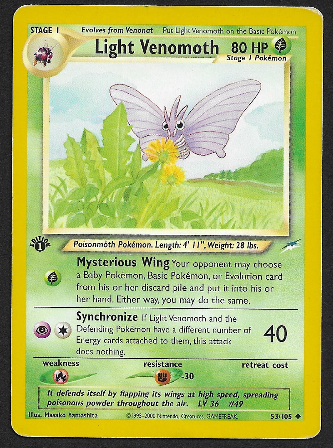 LIGHT  VENOMOTH (53/105) Neo Destiny  - 2000 Vintage - Pokemon TCG - 1st Edition
