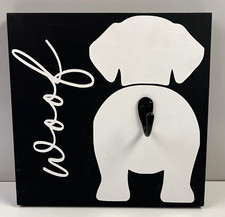 Dog Wood Sign - Dog Leash  Collar Holder Wood Plaque 9.25  x9.5  