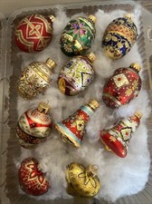 Egg Shaped Hand Crafted Glass Ornament Jewel Glitter Unique Treasures Christmas