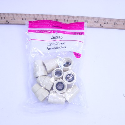 (10-Pk) Apollo CPVC Female Adapter 1/2Slip x 1/2 Dia. FNPT CPVCFA12W10PK 