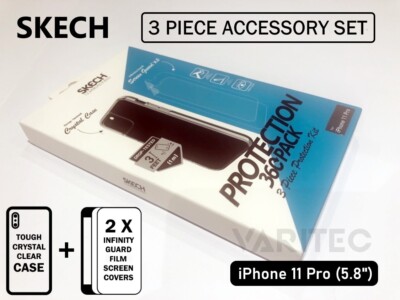 Skech 2 x Folie Displayschutzfolie + Clear Case Backcover für iPhone 11 Pro