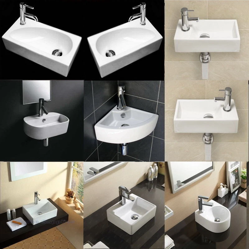 Bathroom Basin Sink Hand Wash Counter Top Wall Mounted Hung Ceramic