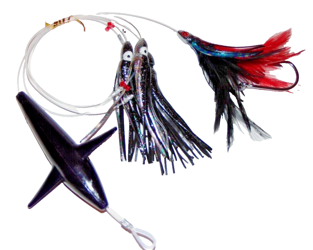 bird feathers in fishing lures Feather Daisy Chain Teaser Trolling Bird Fishing Lure Tuna Mahi Dorado  Rigged Rd