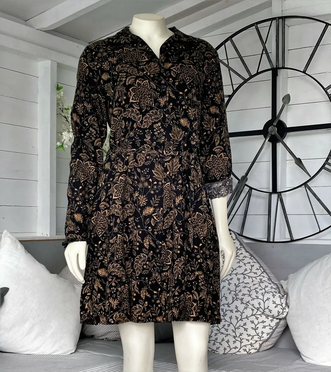 Black floral hotsell button up dress