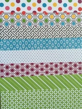 BASICS & BRIGHTS Papers(15pc)Approx.8"x8"Zig-Zag•Poka-Dots•Shapes•Strips•Dots•
