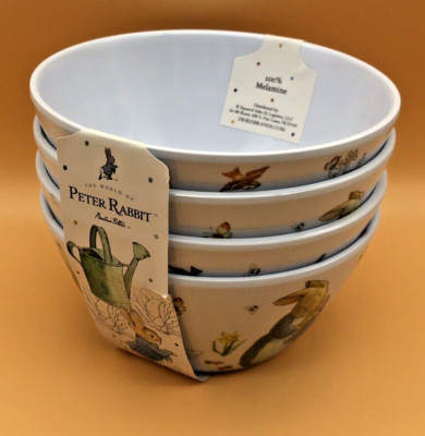 BEATRIX POTTER Melamine Peter Rabbit Spring Cereal/Dessert Bowls (SET of 4 )
