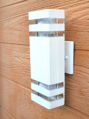 2-pack Modern 12'' LED Wall Light  Outdoor Dusk to Dawn sensor,    White shell