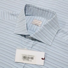 Luciano Barbera NWD 100 Cotton Button Down Dress Shirt Size S In Blue Striped