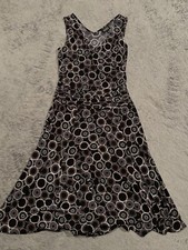 Adrianna Papell Dress Womens 4 Sleeveless Black Geometric Stretch Midi Evening