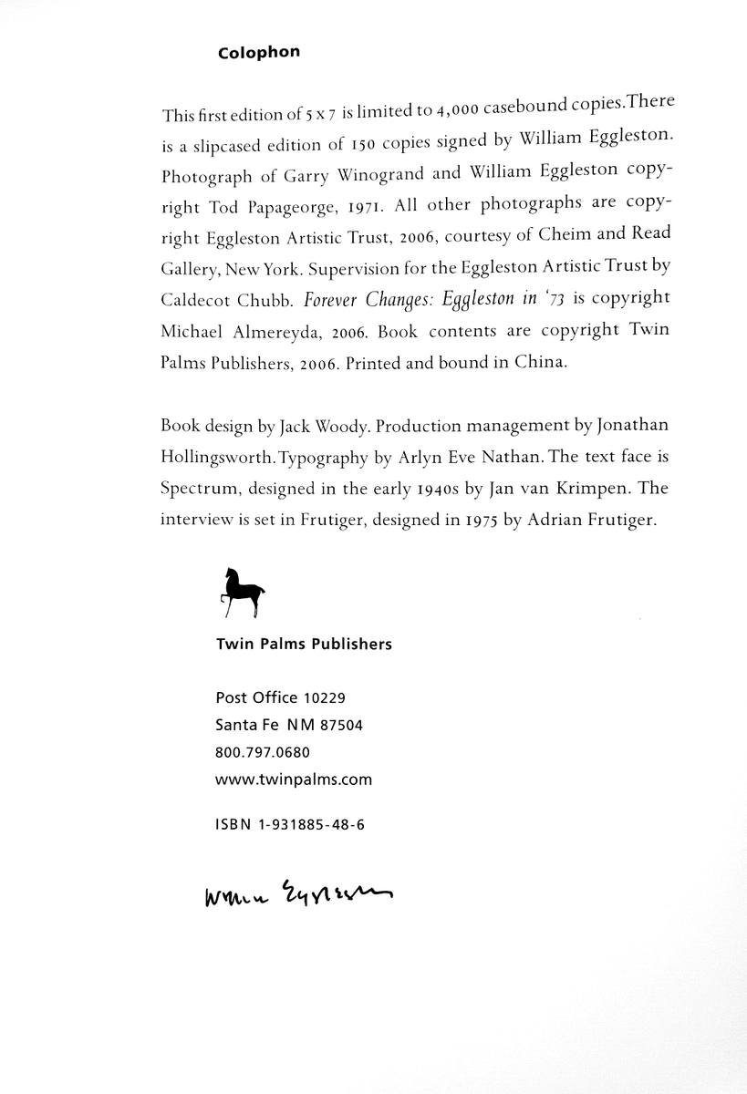 william eggleston 5×7 5 x 7 – Twin Palms Publishers