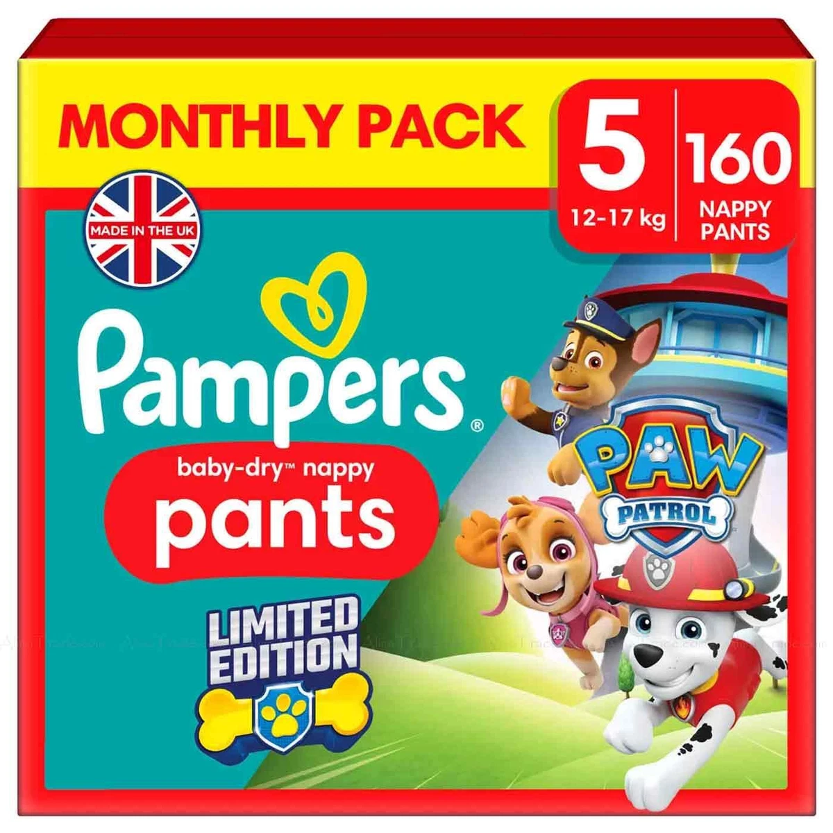 Pampers Paw Patrol Baby Dry Size 5 Diaper Pants 12-17kg Monthly Pack 160  Nappies