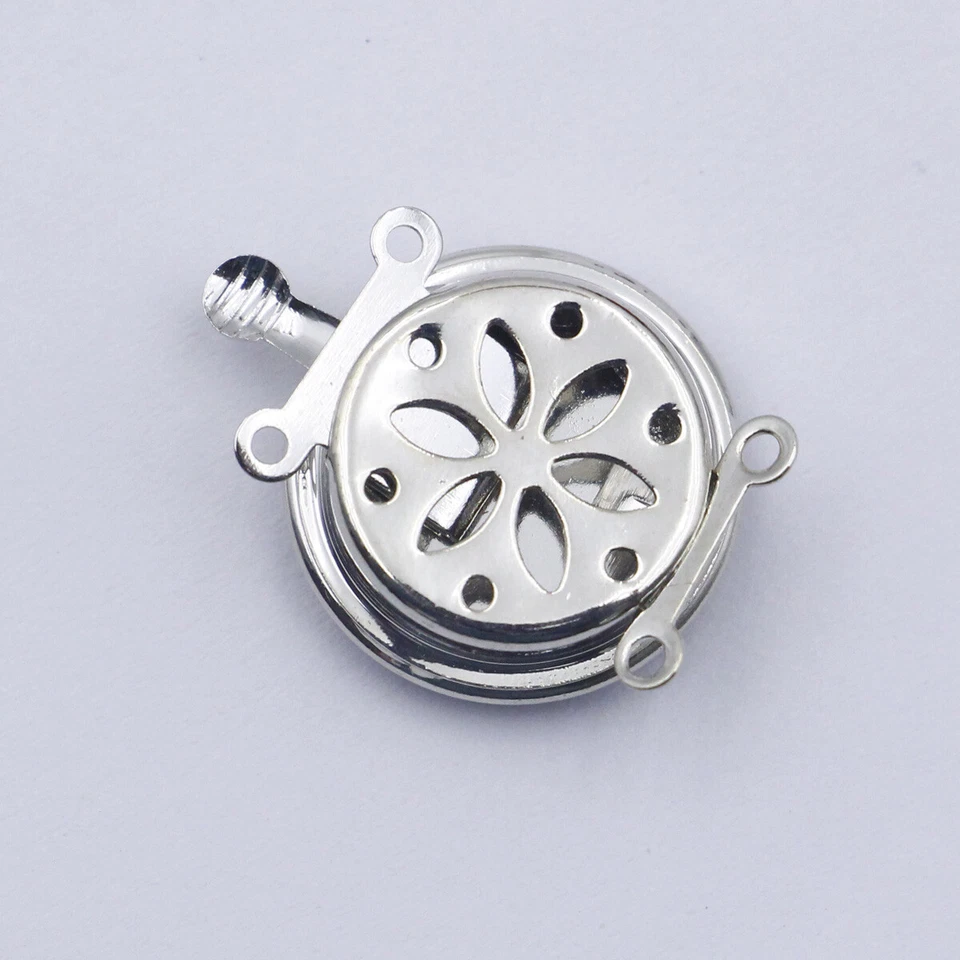 2ROWS 18mm Natural Abalone Round Button Shell Metal Clasp Jewelry Findings - Image 2 of 3