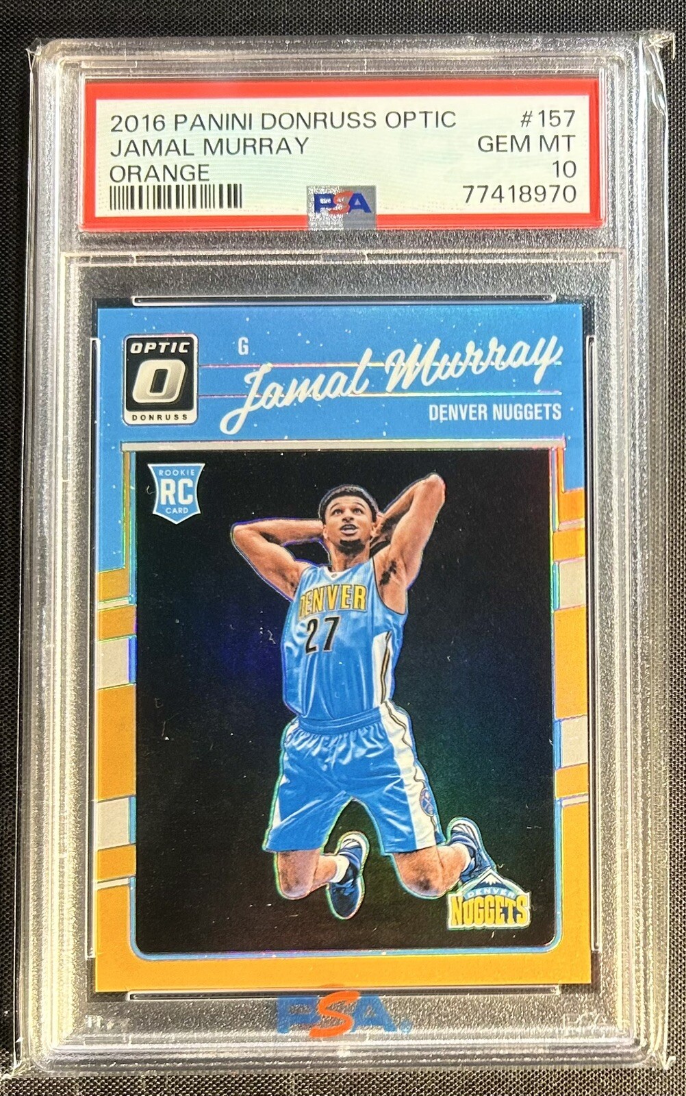 2016 Panini Optic Orange Prizm /199 Jamal Murray PSA 10 GEM MT Rookie RC #157 B