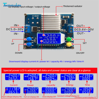 5V 12V 24V DC 5.0V-30V CC CV CNC Buck Boost Constant Voltage Current Module+case