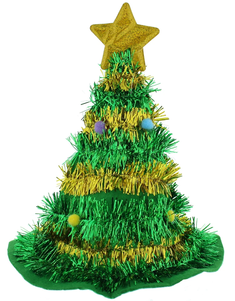 Sombrero grande de árbol de Navidad Zac's Alter Ego® con estrella dorada y oropel Foto 2 de 2