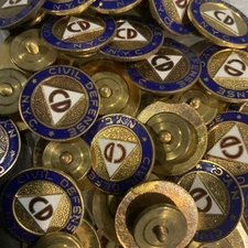 QTY 4: Cold War Era CIVIL DEFENSE N.Y.C. Enamel Lapel Pin Brass Screw Back NOS