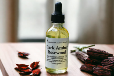 Dark Amber Rosewood Moisturizing Body Oil -After Shower Oil-Massage Oil Natural