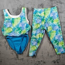 Vintage 1990s Jacques Mor t Womens Floral Leotard Bodysuit/Leggings Set M