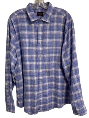 UNTICKit 100% Linen Casual Button Up Men s Sz XL Plaid Multicolor