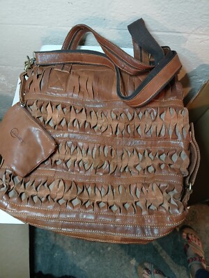 HTF LARGE Ameri Leather Twisted Boho Hippie Cross Body Shoulder Bag & Coin Purse
