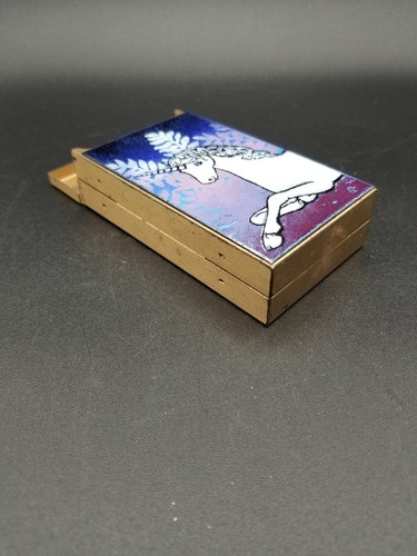 Ooak Enameled Unicorn Lidded Metal Box - Picture 5 of 13